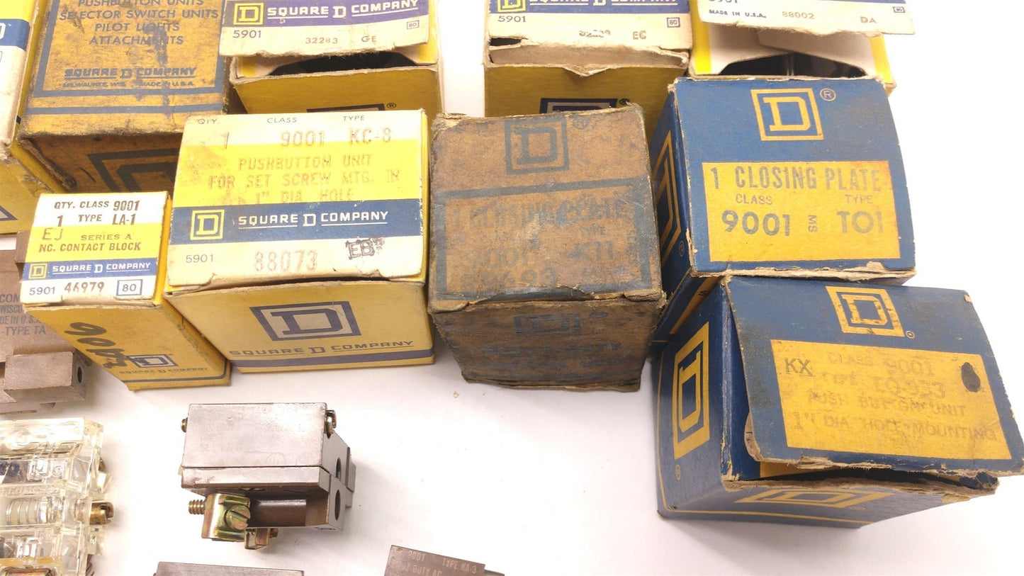 Used Lot of 17 Square D Miscellaneous Switches, Buttons, Plates, Blocks, See Pictures
