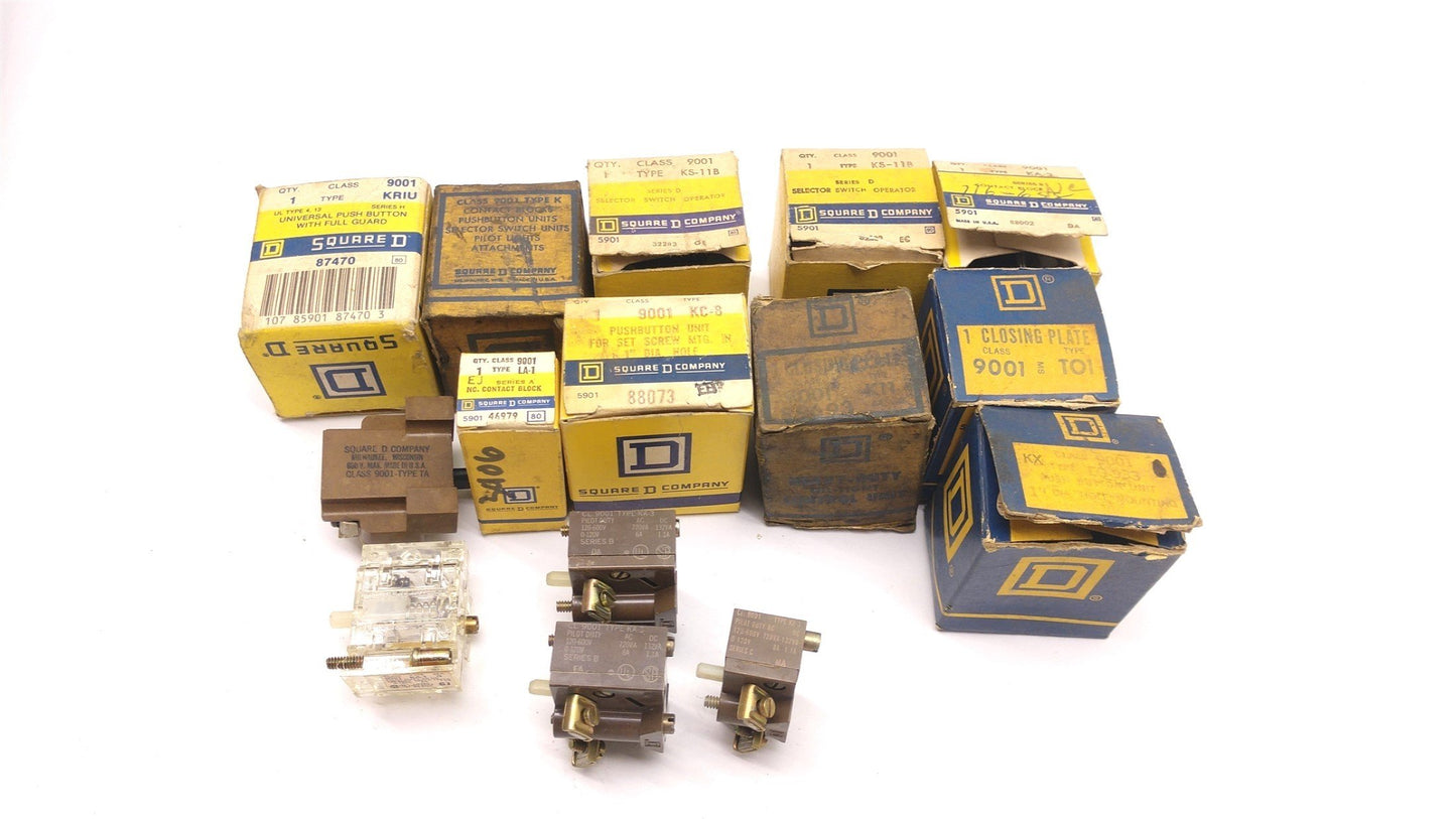 Used Lot of 17 Square D Miscellaneous Switches, Buttons, Plates, Blocks, See Pictures
