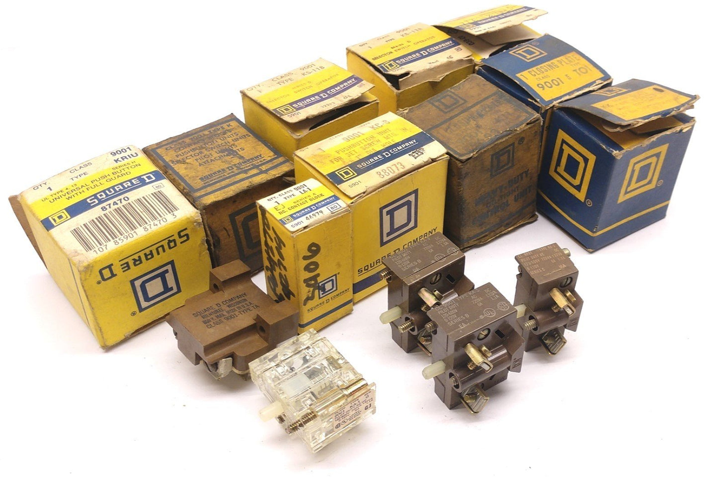 Used Lot of 17 Square D Miscellaneous Switches, Buttons, Plates, Blocks, See Pictures