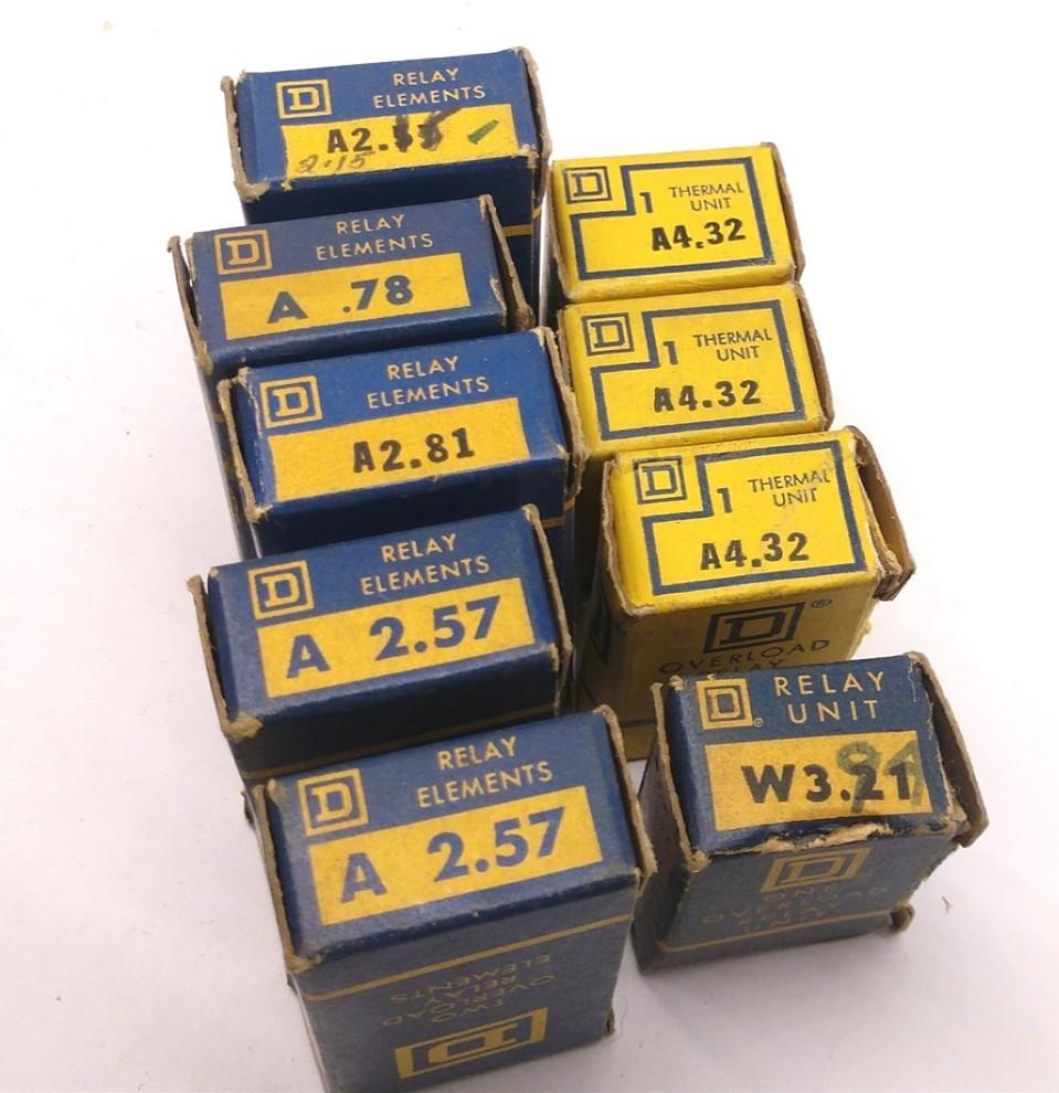 Used Lot of 9 Square D Miscellaneous Thermal Relays And Elements See Pictures