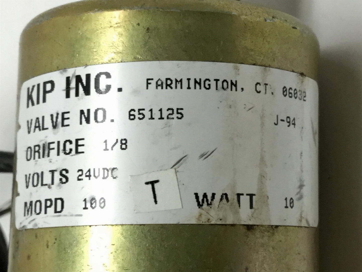 Used Norgren KIP 651125 Brass Solenoid Valve 24VDC Coil 1/8" Orifice 100psi 1/4NPT NO