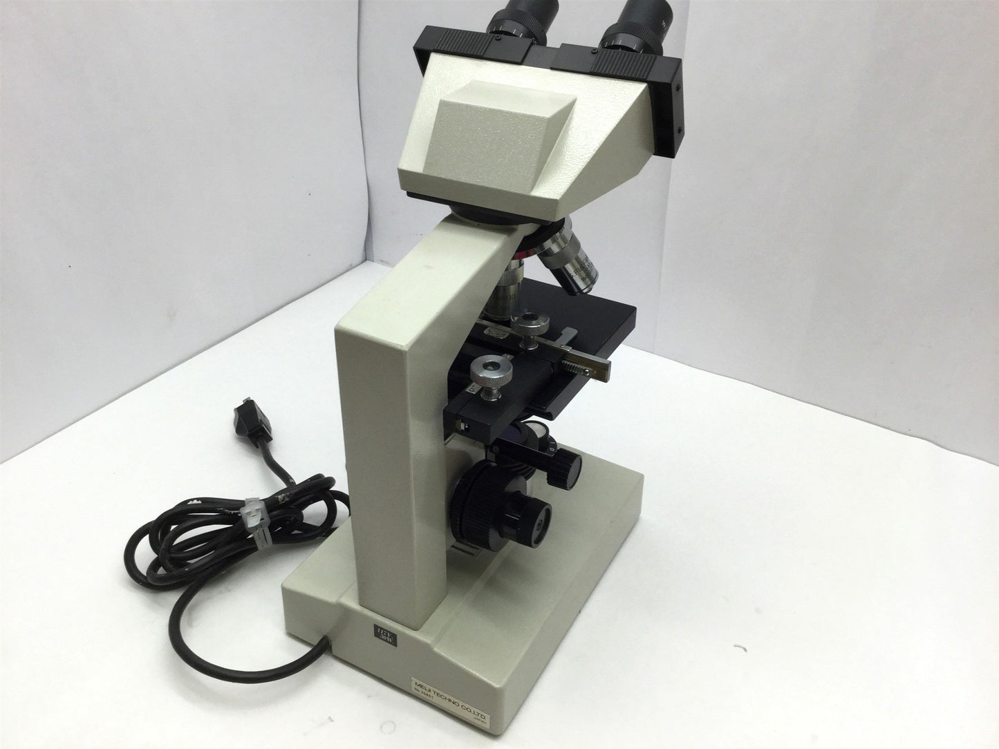 Used Meiji Techno TM-460 Compound Binocular Microscope Objective: 4x, 10x, 40x, 100x