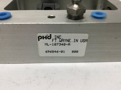 New – Open box PHD ML-187348-A Adjustable Linear Cylinder Slide Thruster Stroke: 1", 1/8 NPT