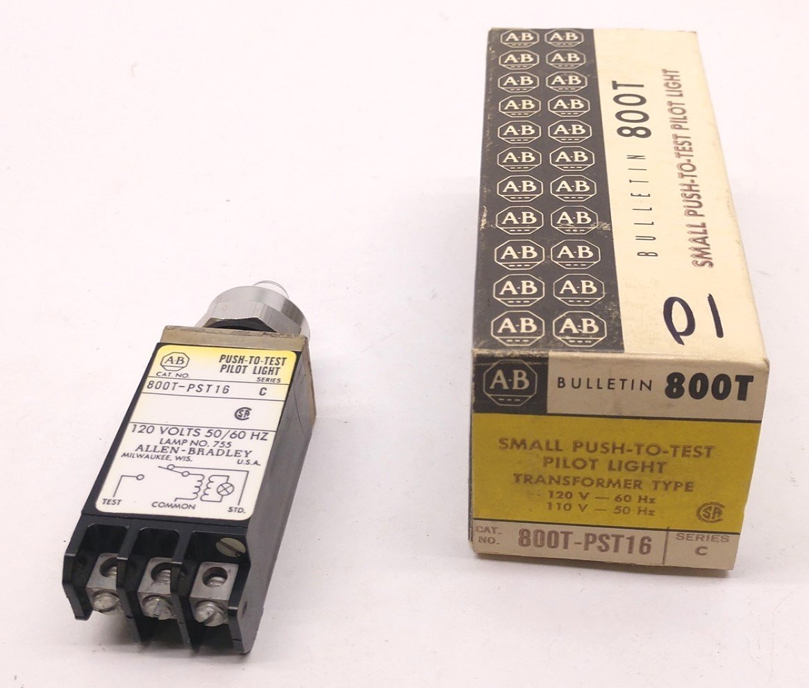 Used In Box Allen-Bradley Bulletin 800T-PST16 Small Push -to-Test Pilot Light