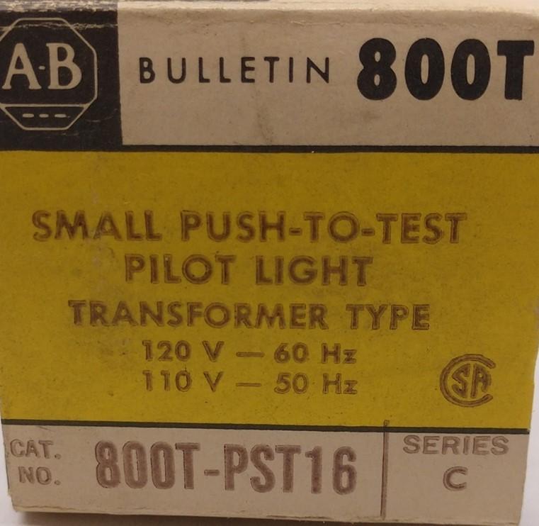 Used In Box Allen-Bradley Bulletin 800T-PST16 Small Push -to-Test Pilot Light