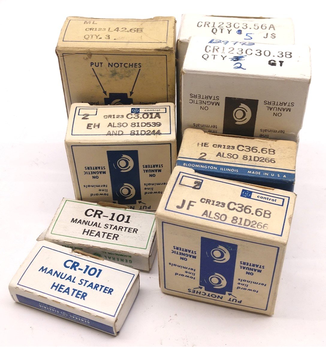 Used Lot of 8 Boxes of General Electric Miscellaneous Heater Elements See Pictures
