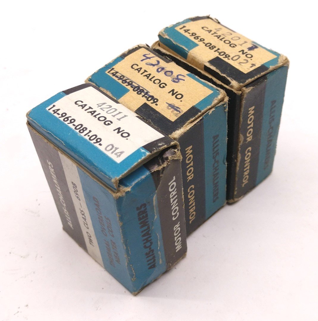 Used Lot of 3 Misc Boxes Allis-Chalmers Two Class-6908 Thermal Overload Heater Coils
