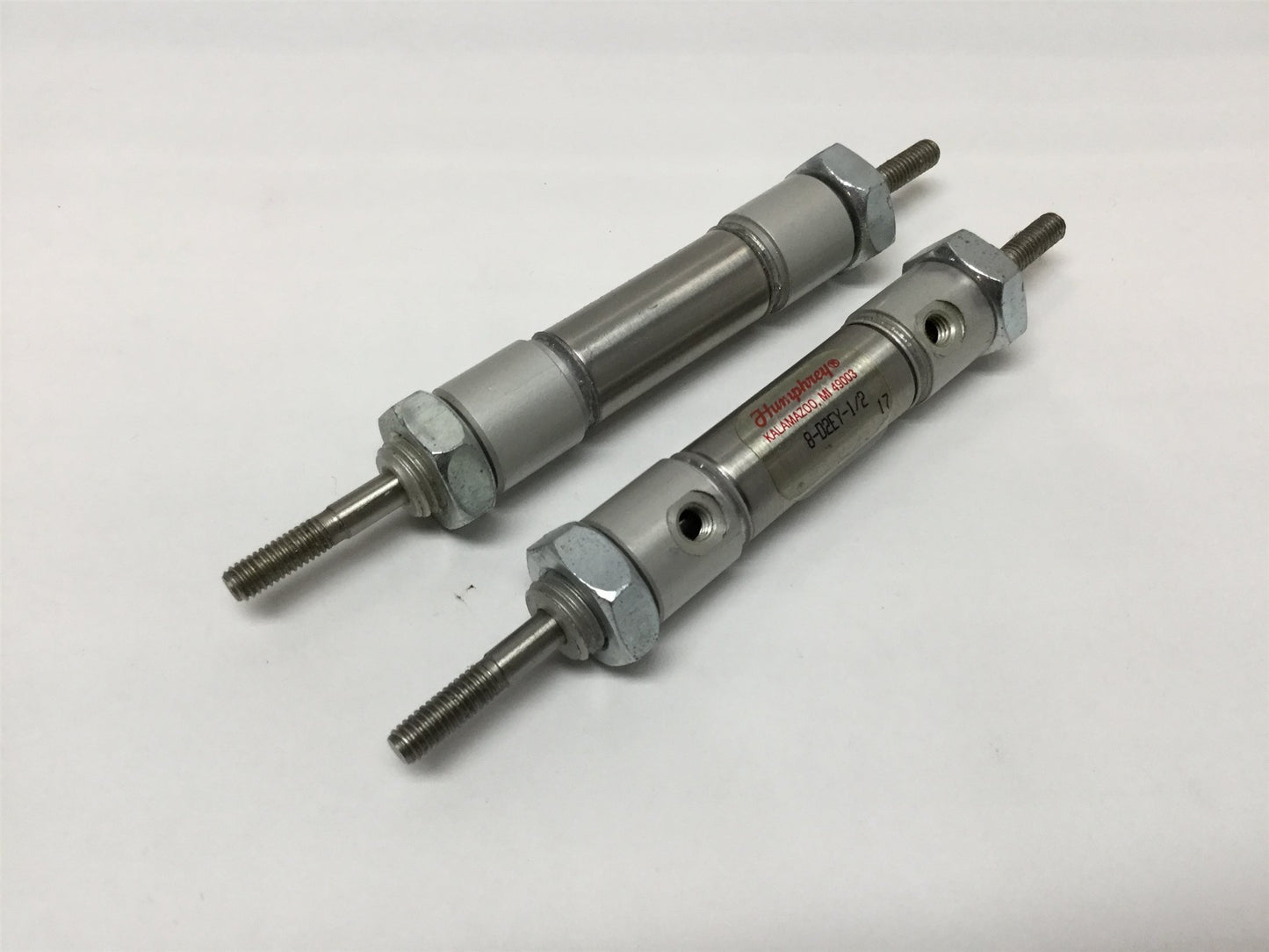 Used Lot of 2 Humphrey 8-D2EY-1/2 Double Rod End Cylinder 1/2" Bore, 1/2" Stroke
