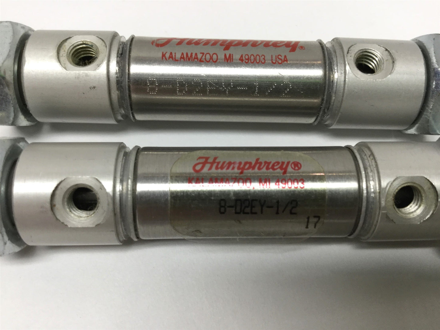 Used Lot of 2 Humphrey 8-D2EY-1/2 Double Rod End Cylinder 1/2" Bore, 1/2" Stroke