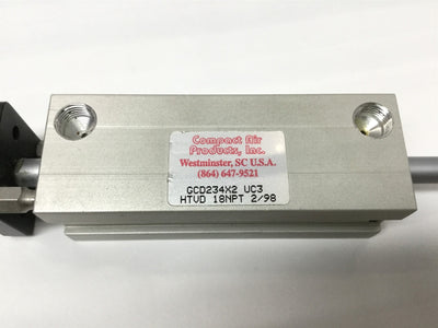 Used Compact Air GCD234X2 Double Rod End Pneumatic Cylinder 3/4" Bore, 2" Stroke