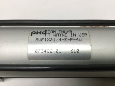 New – Open box PHD AVF1X21/4-E-P Adjustable Flow Speed Control Cylinder 1" Bore, 2-1/4" Stroke