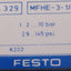 Used Festo 14329 MFHE-3-1/4 Solenoid Valve With LFR-1/4-S-B Filter Fittings: 1/4" NPT