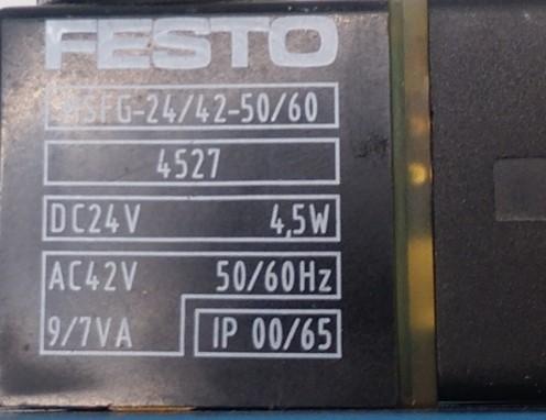 Used Festo 14329 MFHE-3-1/4 Solenoid Valve With LFR-1/4-S-B Filter Fittings: 1/4" NPT