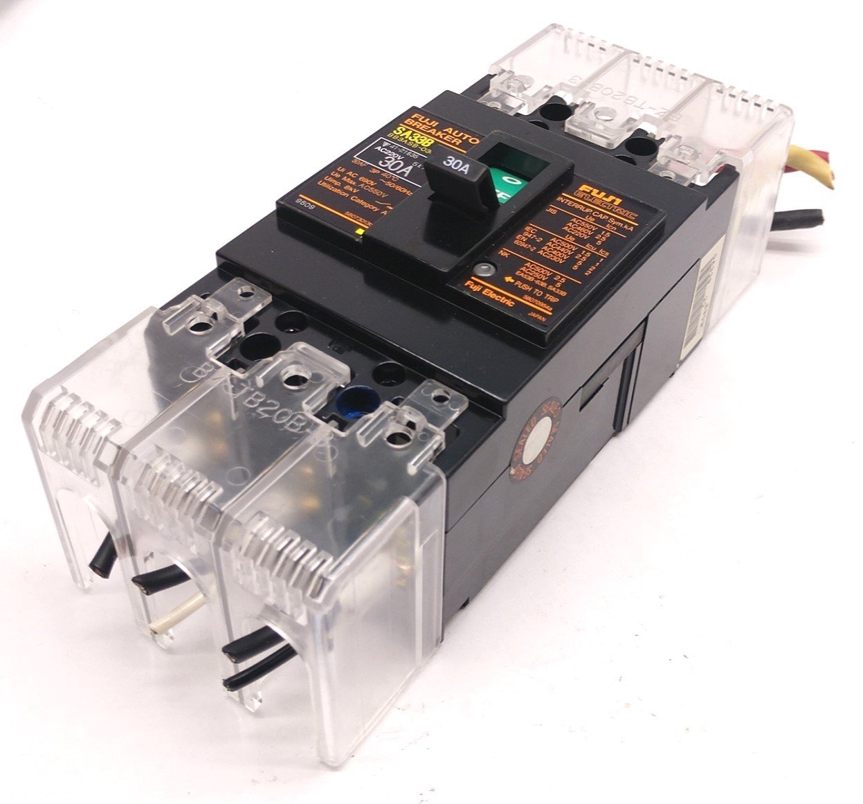 Used Fuji SA33B Auto Breaker, Current Rating: 30A, Voltage Rating: 550VAC, 3-Pole