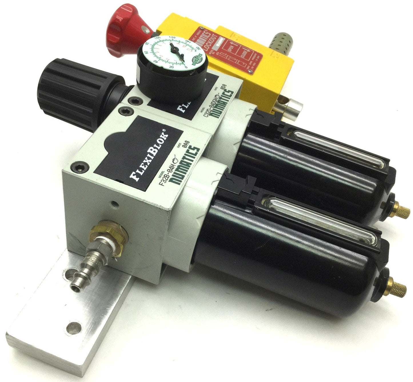 Used Numatics F32B-04M C32D-04DGM VL30N04Y Filter Regulator W Lockout, 1/2" NPT