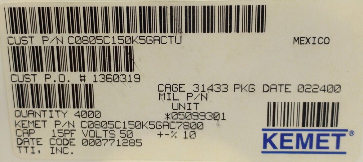 New Lot of 4000 Kemet C0805C150K5GACTU Multilayer Ceramic Capacitor 15pF ±10% 50V