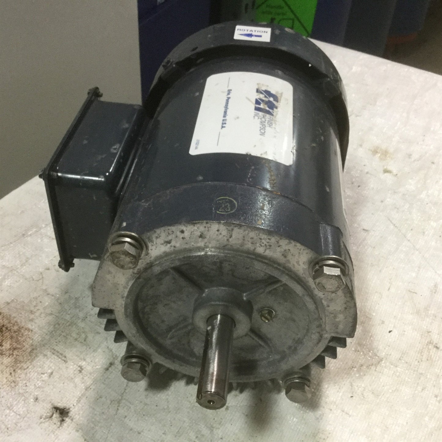 Used Finish Thompson 1113007112 Electric AC Pump Motor 1/2HP 3450RPM 50/60HZ 115/230V