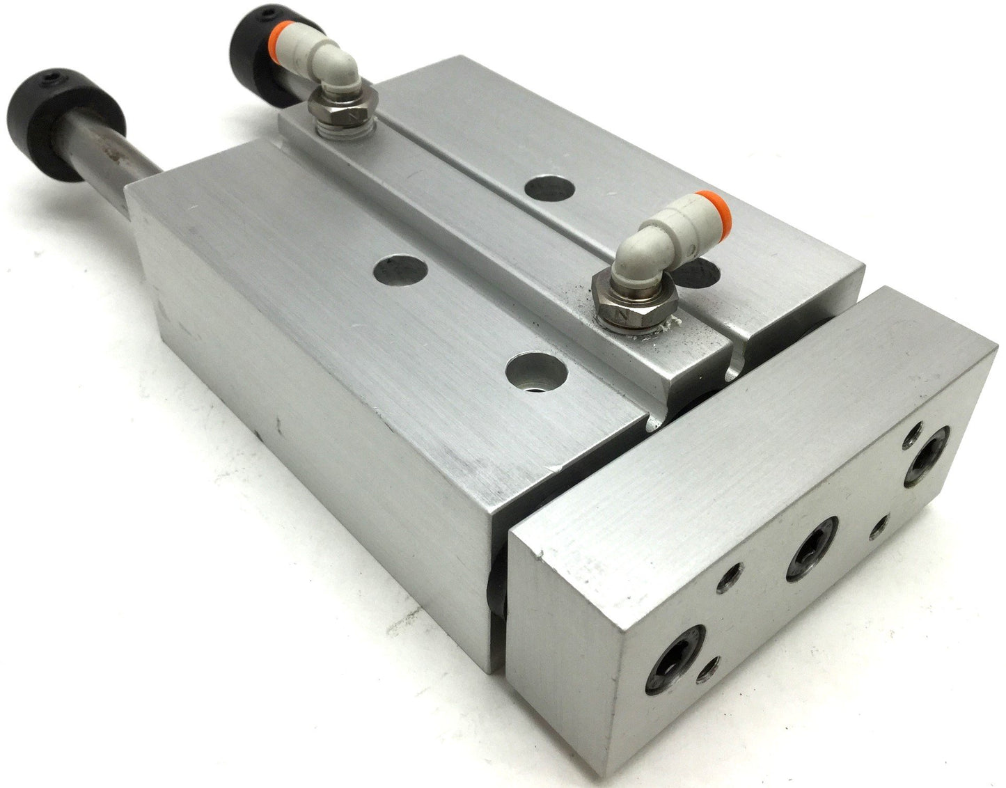 Used Guided Cylinder, Travel: 1.9", Bore~ 0.9", Fittings: 1/8" One Touch Fittings