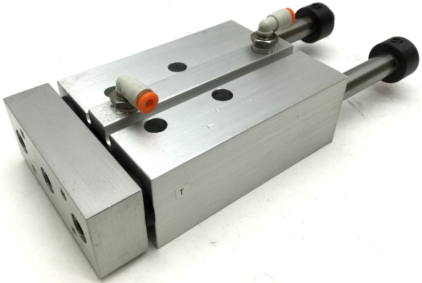 Used Guided Cylinder, Travel: 1.9", Bore~ 0.9", Fittings: 1/8" One Touch Fittings