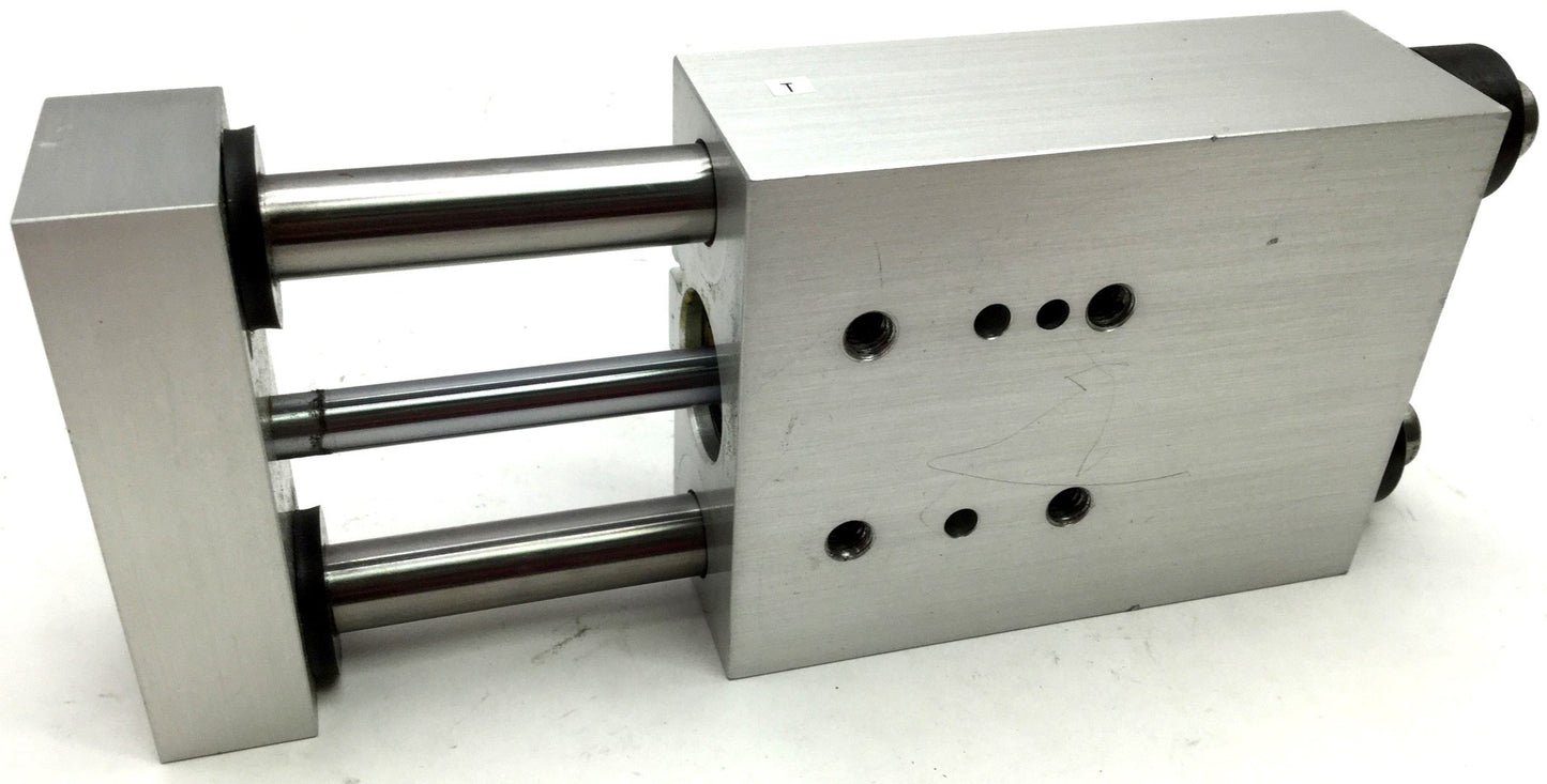 Used Guided Cylinder, Travel: 1.9", Bore~ 0.9", Fittings: 1/8" One Touch Fittings
