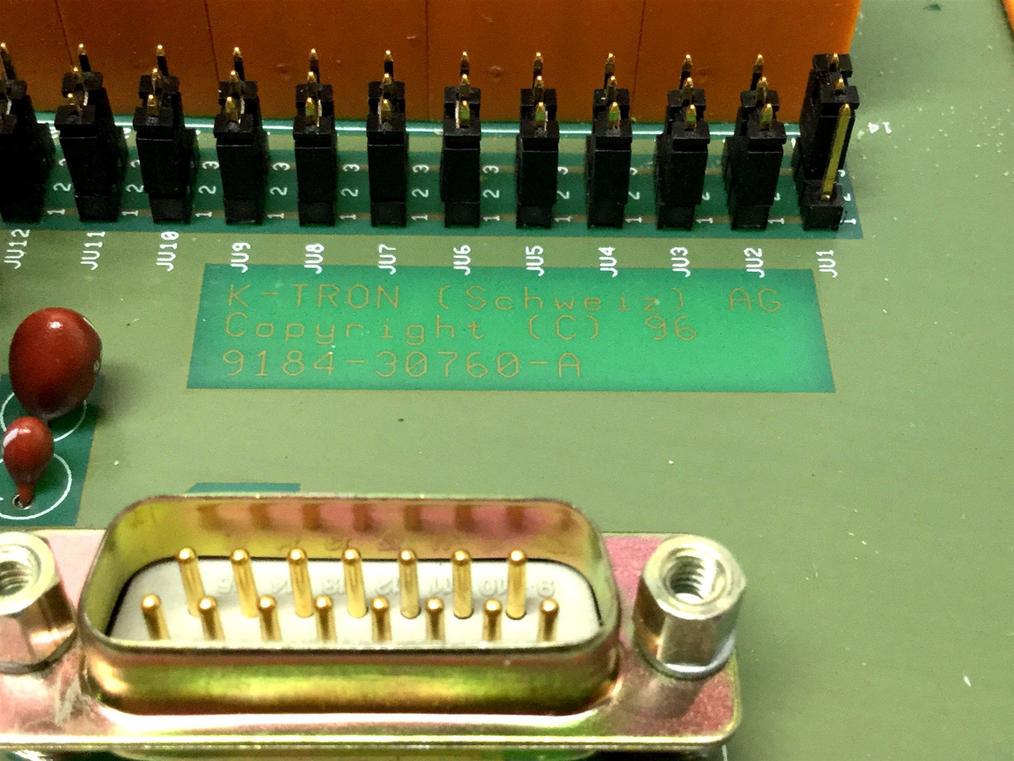 Used K-Tron 9184-30760-A Terminal Block Interface Breakout Circuit Board, 15-Pin Dsub