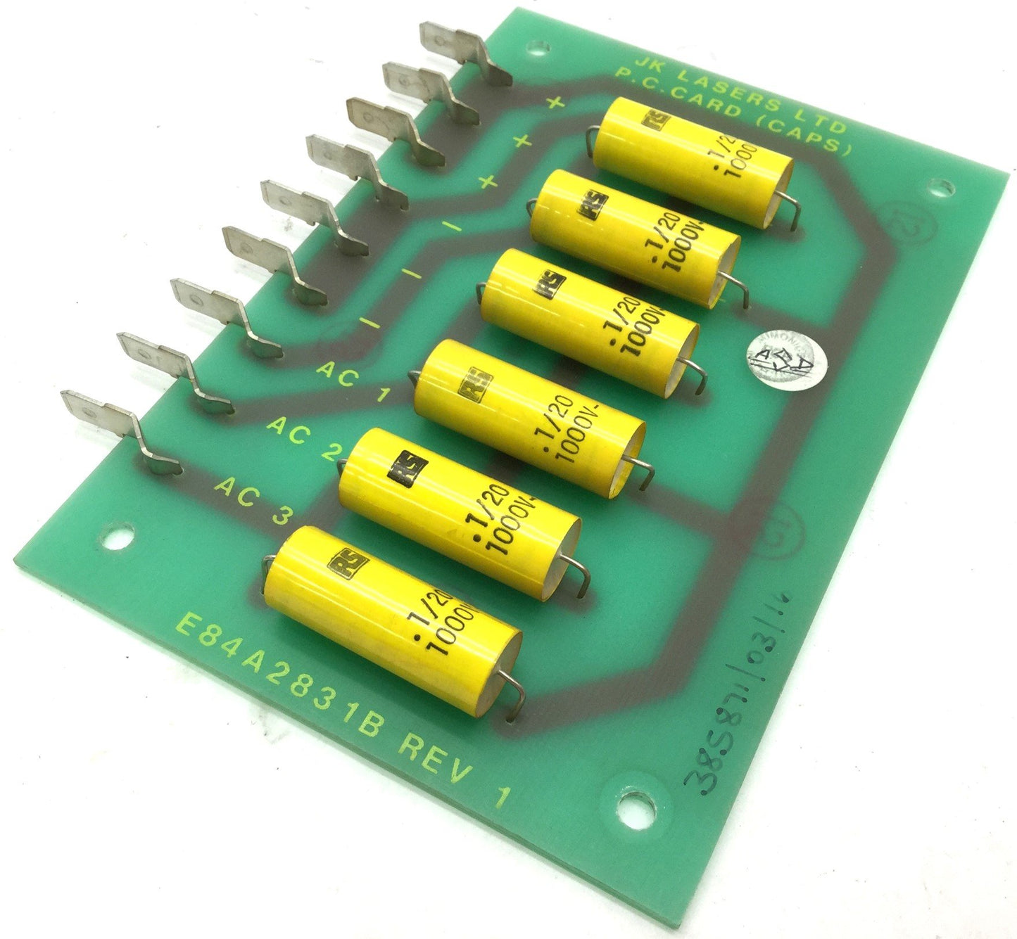 Used JK Lasers LTD E84A2831B Rev 1 P.C. Card (Caps) C4201-C4206 S2k X41020/1007