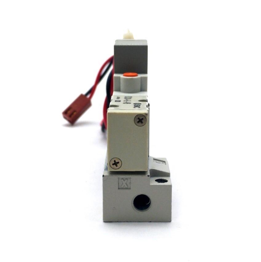 Used SMC SYJ314-6G-M5 Solenoid Valve & Manifold, 4-Way, 20-100PSI, M5-0.8 Ports,12VDC