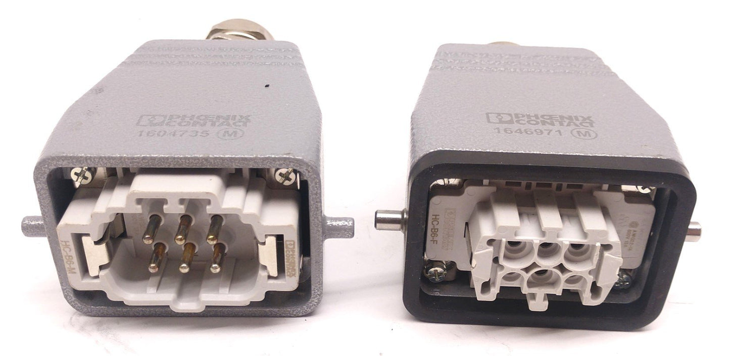 Used Phoenix Contact 1604735/1646971 Housing w/ HC-B6-M/HC-B6-FB 6-Pin Connector