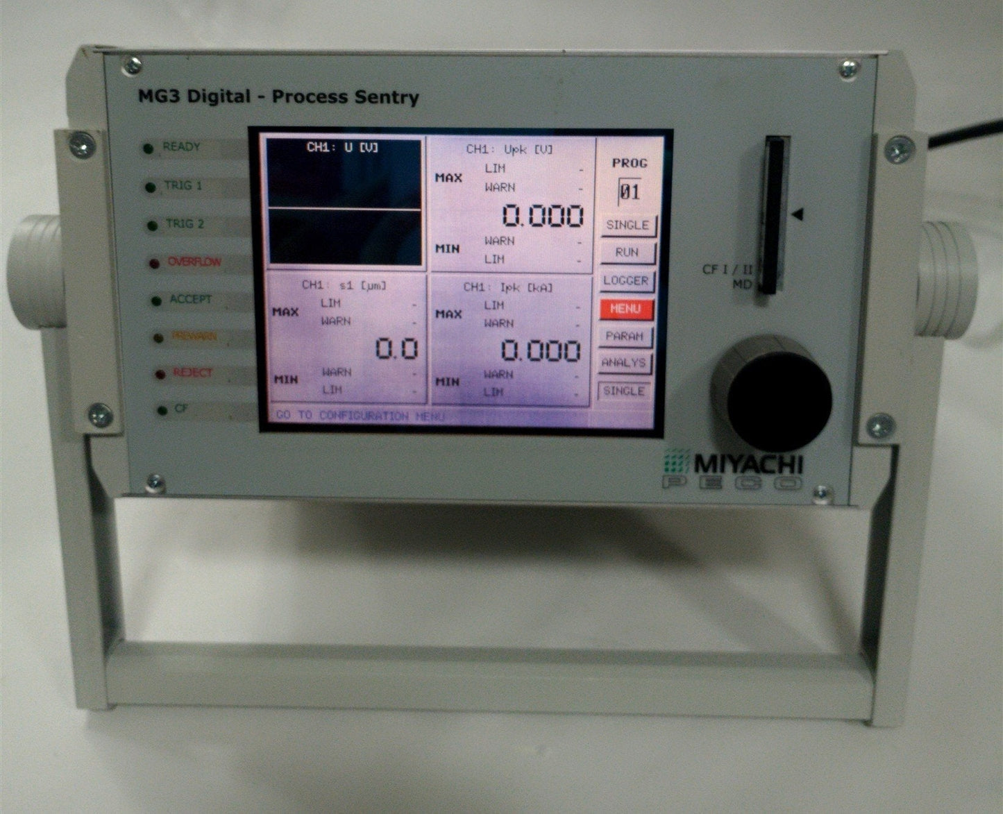 Used MIYACHI PECO MG3D-W MG3 Digital Process Sentry, CF, RS232, 110-240VAC 50/60Hz
