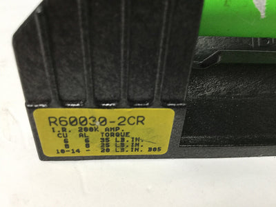 Used Bussmann R60030-2CR Fuse Holder Block 2-Pole 30A 600V 2x FRS-R-12 Time Delay 12A