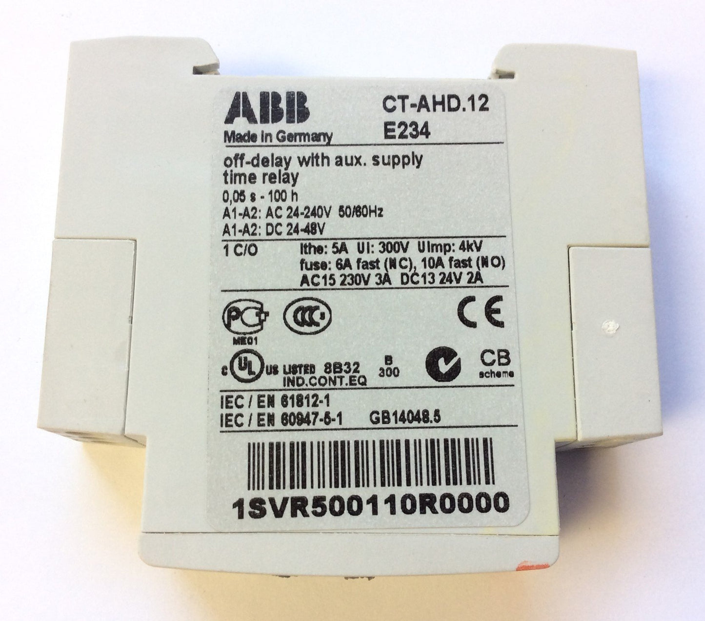 New – Open box ABB CT-AHD.12 Time Relay Off-Delay Voltage: 24-240VAC 24-48VDC, Time: 0.05s-100h