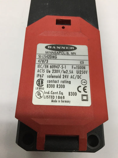 Used Banner SI-LS42DMG Safety Guard Door Interlock Switch, Locking Voltage: 24V AC/DC