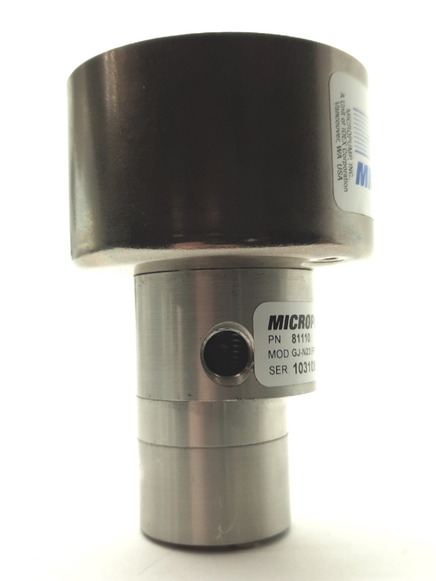 Used Micropump GJ-N23.FF1S.A-B1 Magnetic Drive Gear Pump, 0.64ml/rev, 300PSI, 1/8"NPT