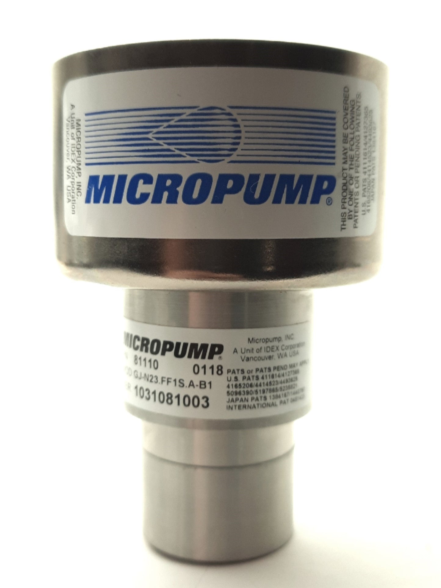 Used Micropump GJ-N23.FF1S.A-B1 Magnetic Drive Gear Pump, 0.64ml/rev, 300PSI, 1/8"NPT