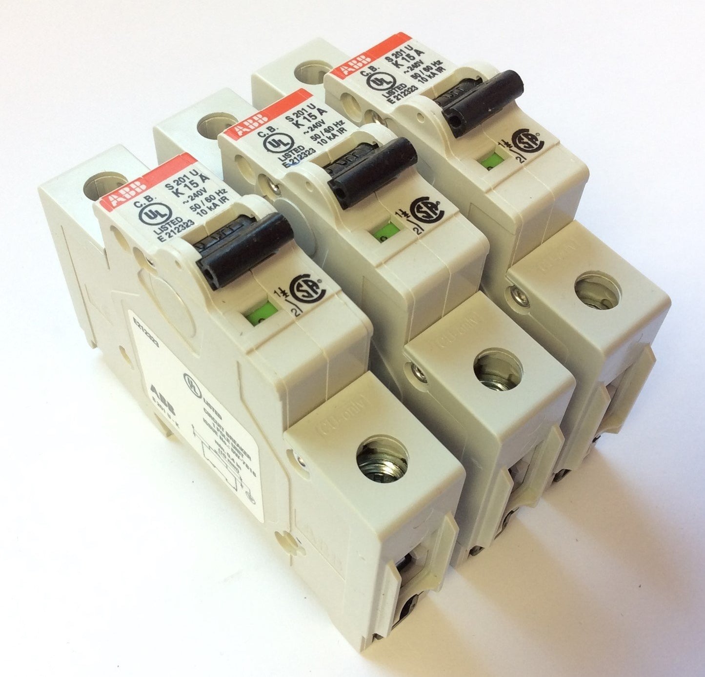 New – Open box Lot of 3 ABB S201U-K15A Miniature Circuit Breakers 240VAC 15A 50/60Hz K-Curve