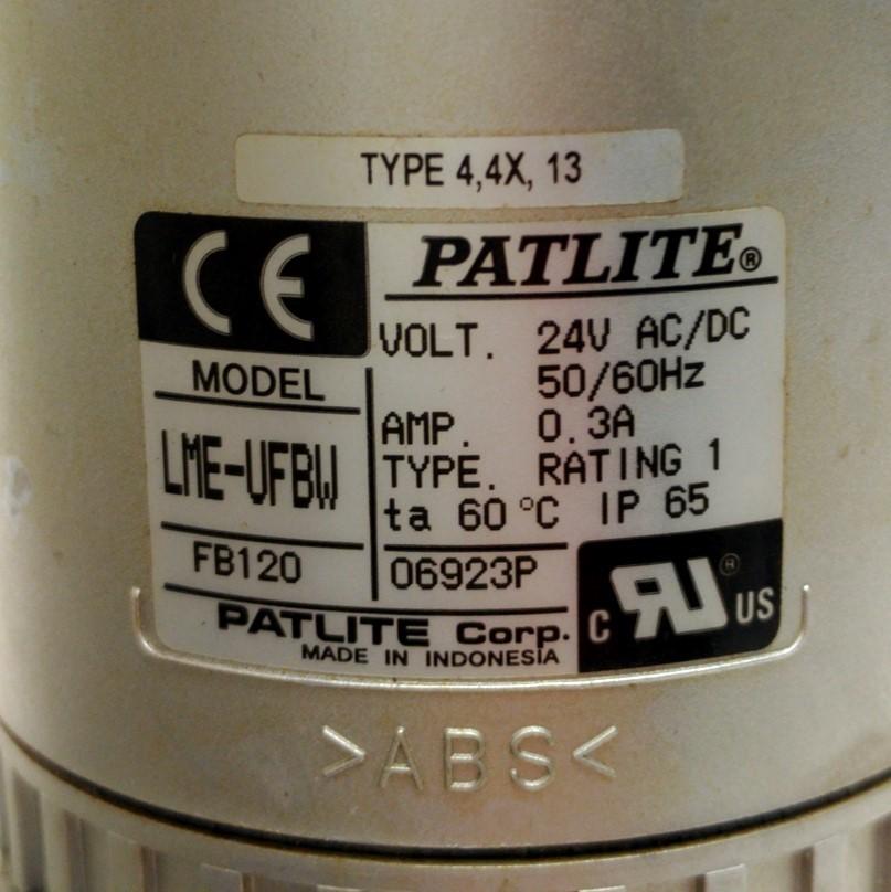 Used Patlite LES-UFBW Signal Tower, Red Amber Green, 24VAC/DC *Volume Lever Broken*