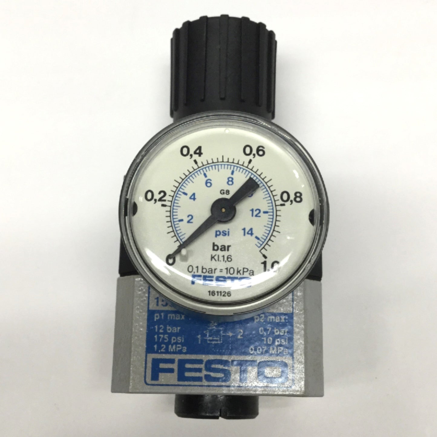 Used Festo LRP-1/4-0.7 Precision Pressure Regulator 175psi In, 0.7-10psi Out, G1/4"