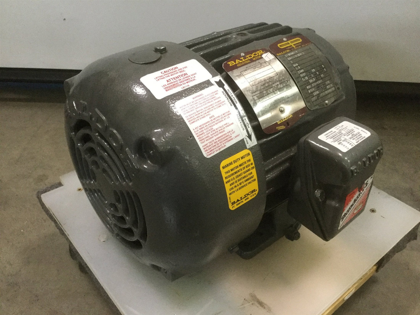 Used Baldor CP3660T-4 AC Motor 3HP 460VAC 3? 182T 3600RPM TEFC Marine+Chemical Grade2