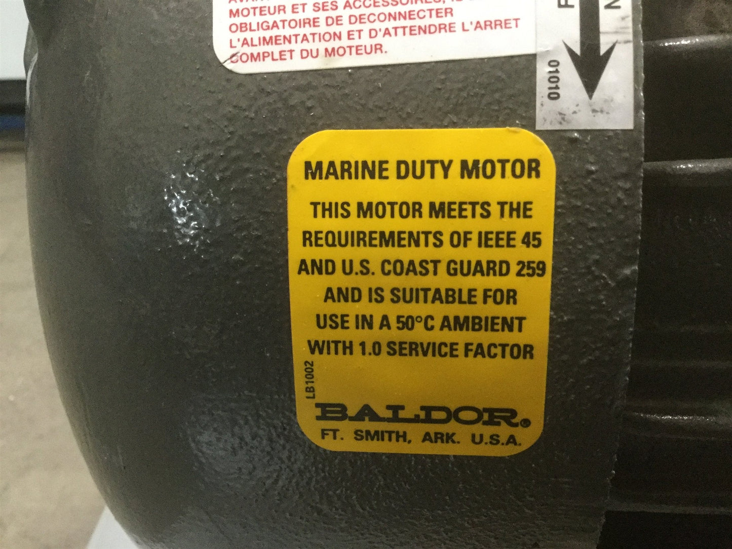 Used Baldor CP3660T-4 AC Motor 3HP 460VAC 3? 182T 3600RPM TEFC Marine+Chemical Grade2