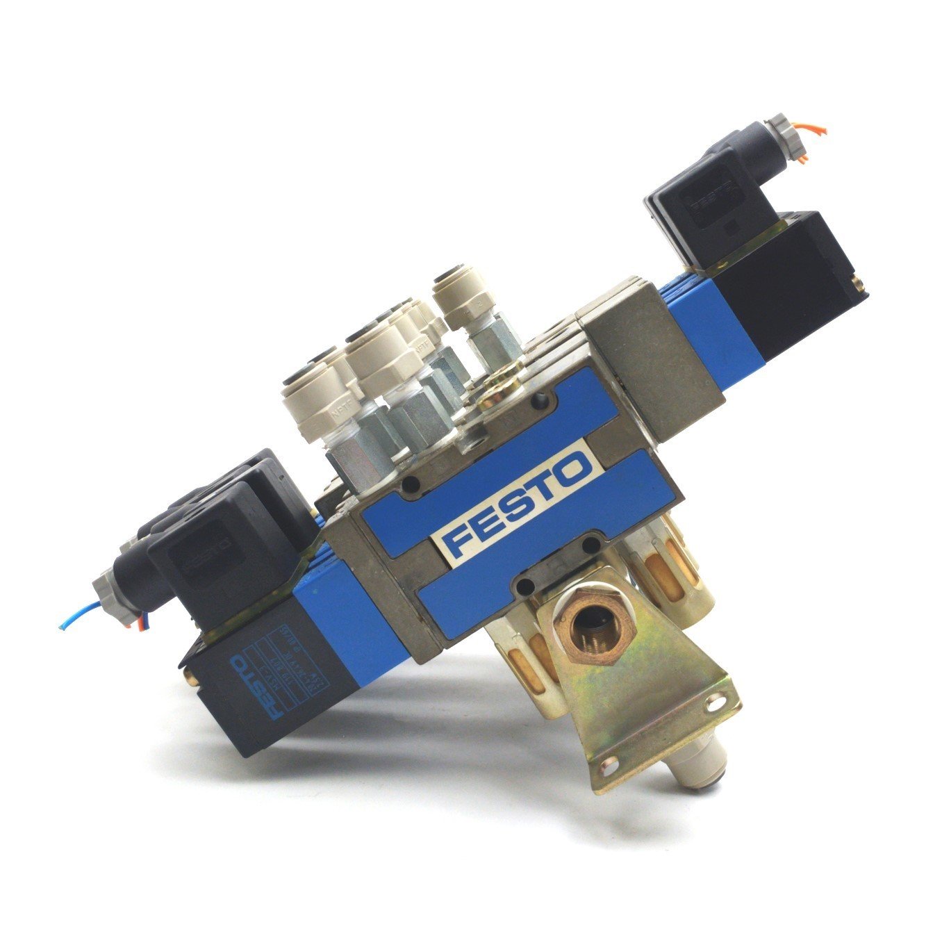 Used Festo MVH-5/3G-1/8-B & MVH-5-1/8-S Solenoid Valves Manifold 1/8"NPT 24VDC
