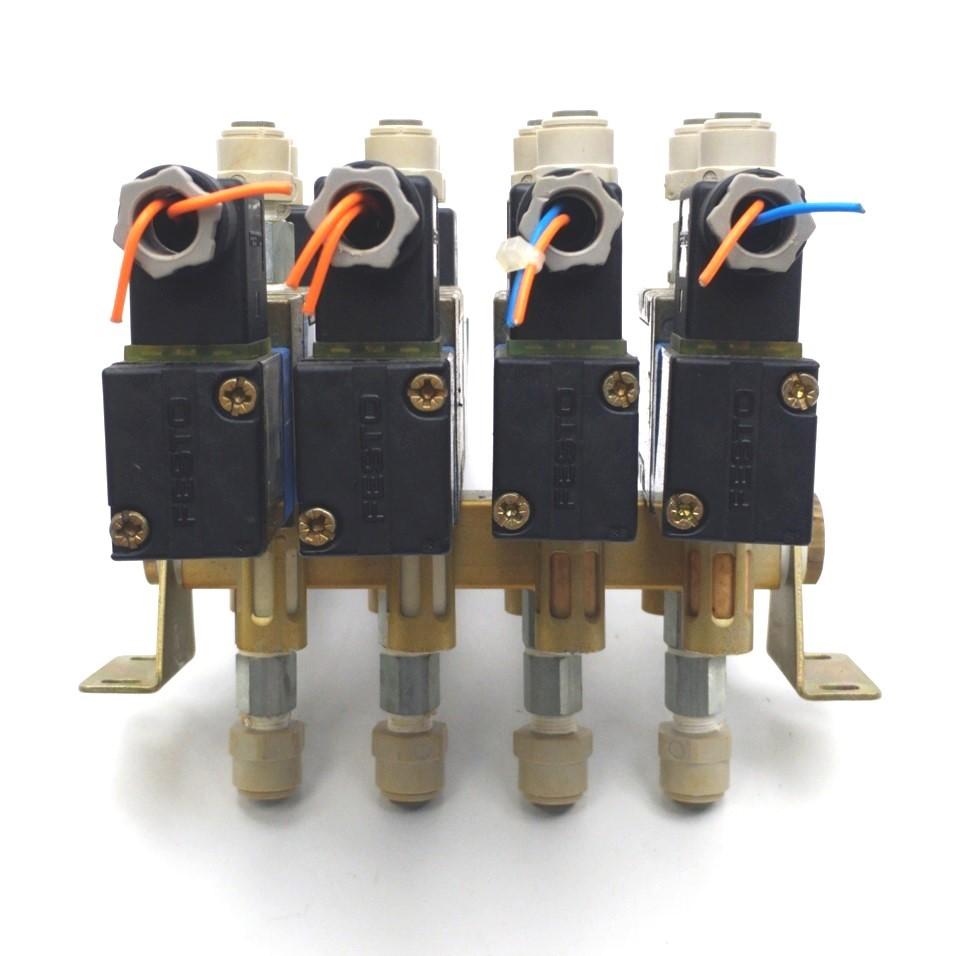 Used Festo MVH-5/3G-1/8-B & MVH-5-1/8-S Solenoid Valves Manifold 1/8"NPT 24VDC