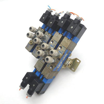 Used Festo MVH-5/3G-1/8-B & MVH-5-1/8-S Solenoid Valves Manifold 1/8"NPT 24VDC