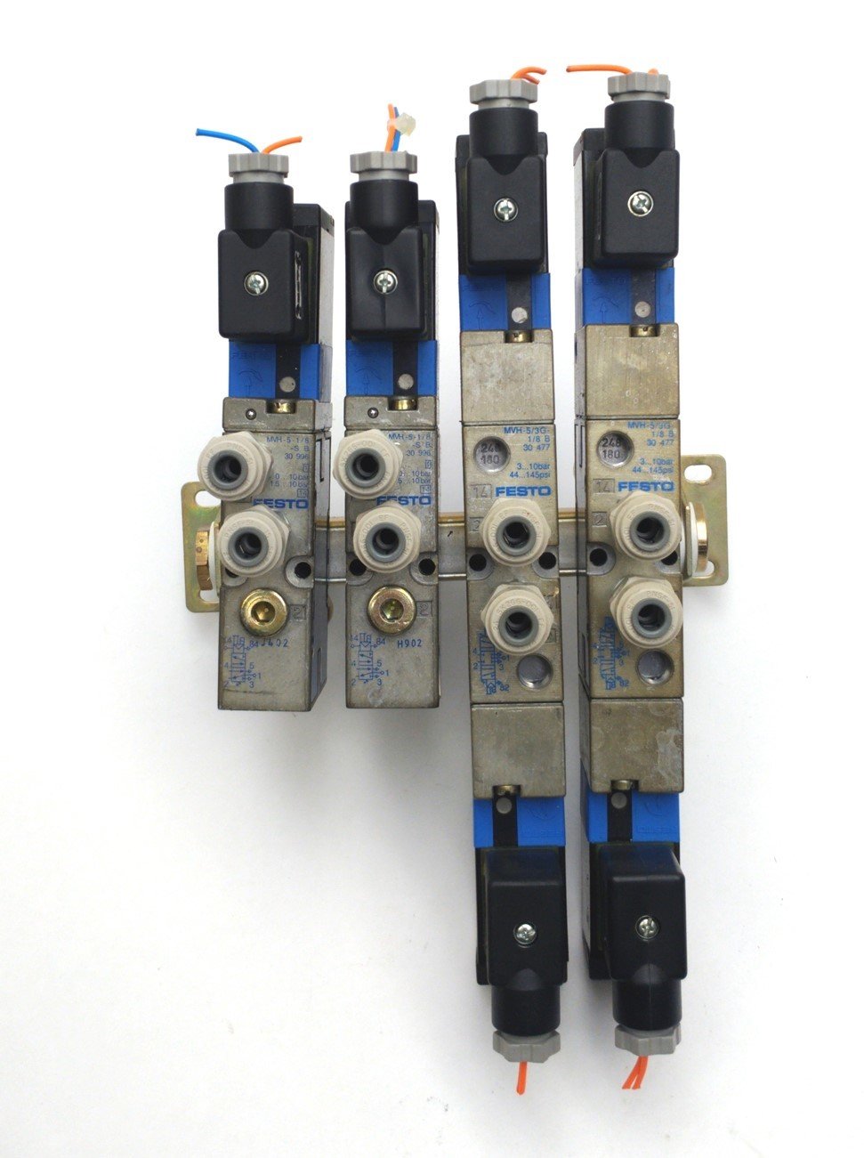 Used Festo MVH-5/3G-1/8-B & MVH-5-1/8-S Solenoid Valves Manifold 1/8"NPT 24VDC