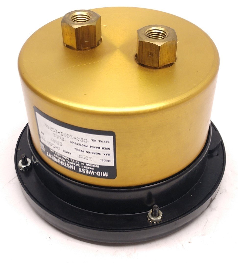 Used Mid-West Instrument 109S Differential PSI Gauge 0-200PSI, Max Working Press 5000
