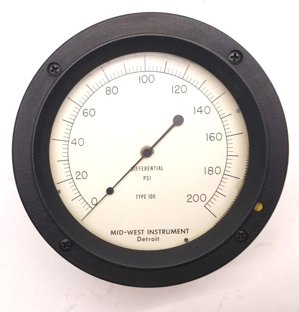 Used Mid-West Instrument 109S Differential PSI Gauge 0-200PSI, Max Working Press 5000