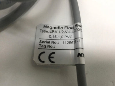 New KSR Kuebler ERV 1/2-VU-L 200/8-V29A-1 Magnetic Float Switch Liquid Level Sensor