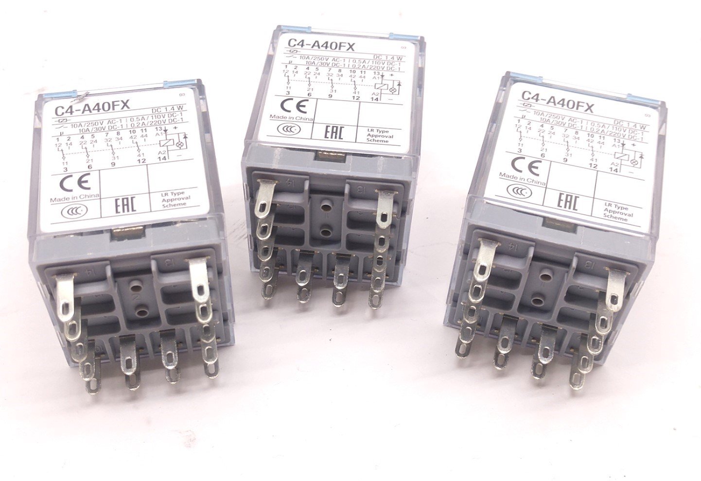 Used Lot of 3 Cromat Releco C4-A40FX Ice Cube Relay, 4 Contacts, 12 Pin, DC 1.4 W