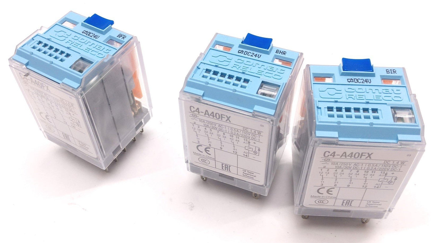 Used Lot of 3 Cromat Releco C4-A40FX Ice Cube Relay, 4 Contacts, 12 Pin, DC 1.4 W