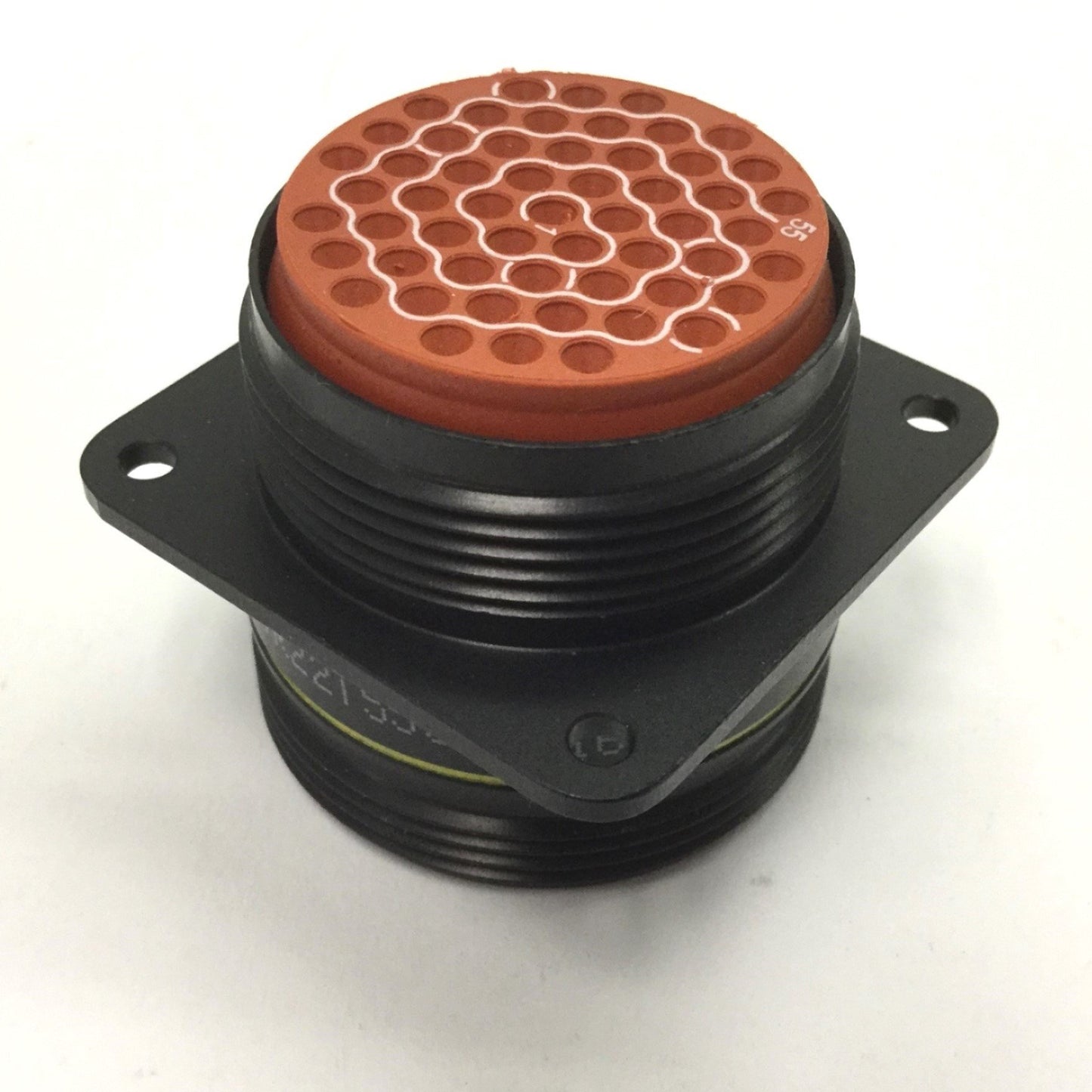 Used Omega MTC-55-FF Inline Female Connector, 55 Cavities, Flanged