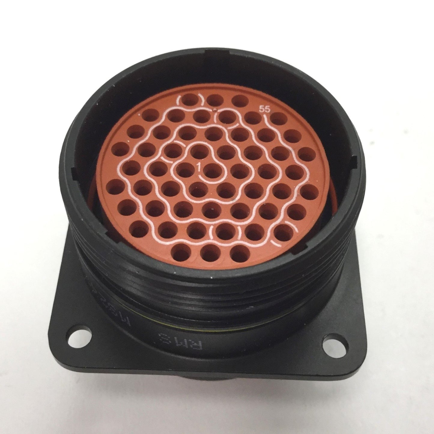 Used Omega MTC-55-FF Inline Female Connector, 55 Cavities, Flanged